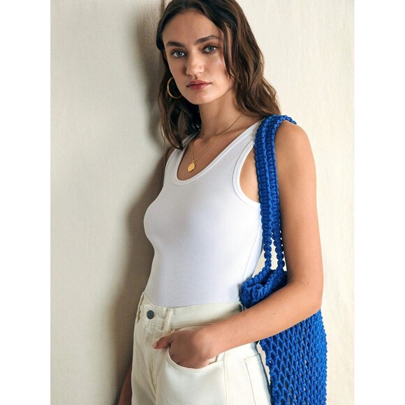 Faherty Sunwashed Rib Tank White Women’s XL Classic Clean Girl Preppy Quality - Picture 5 of 12